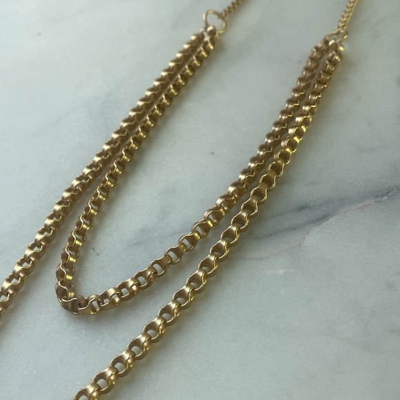 Matte Gold Double Chain Necklace - Picture 6 of 8